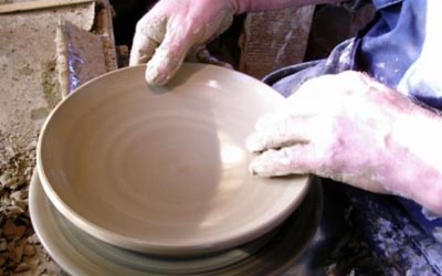 Kick-wheel for pottery.