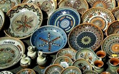 Collection of Hurezu pottery.