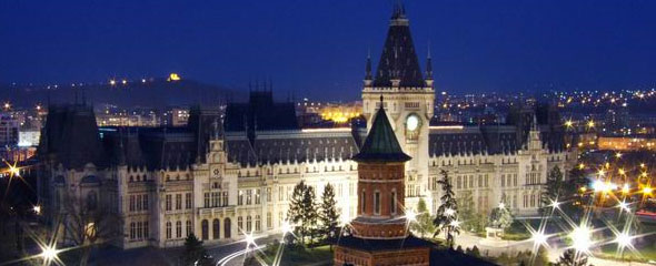 The Palace of Culture, Iasi - night view. The Palace of Culture, Iasi - at night.