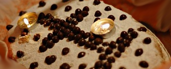 Coliva decorated with chocolate candy Coliva decorated with chocolate candy